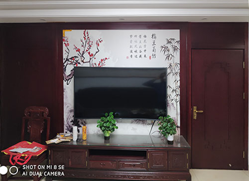 黔南中式家庭装修电视柜效果展示