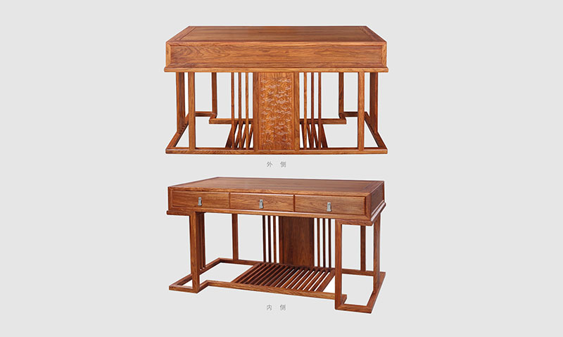 黔南 别墅中式家居书房装修实木书桌效果图